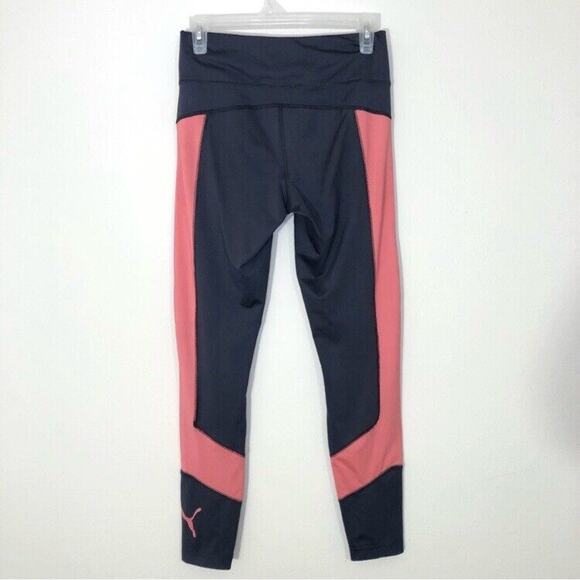 Puma Size Medium Womens Workout Pants Leggings Logo Streak Grey & Coral Color - Picture 1 of 5